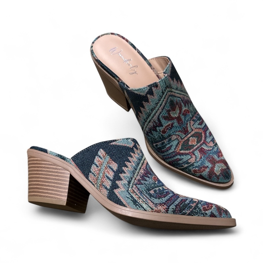 Wonderly Multicolor Patterned Mules - Picture 2 of 3